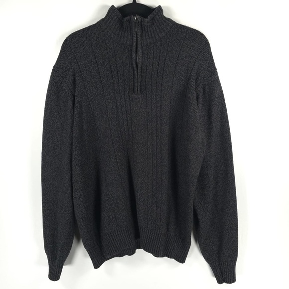 OSCAR DE LA RENTA 1/4 Zip Rib Mock Neck Hem Cuffs Pullover Sweater Size XL - Picture 3 of 8